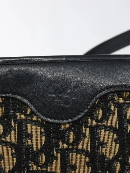 Christian Dior Trotter Canvas Shoulder Bag Navy Gold Auth BA3029 - Picture 10 of 16